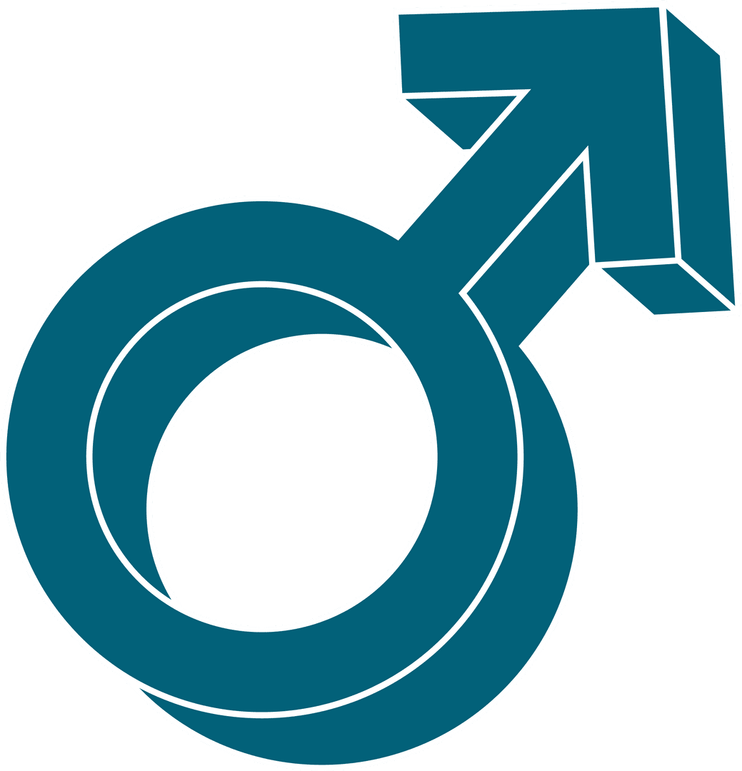 Floating Flat Male Gender Symbol on Transparent Background