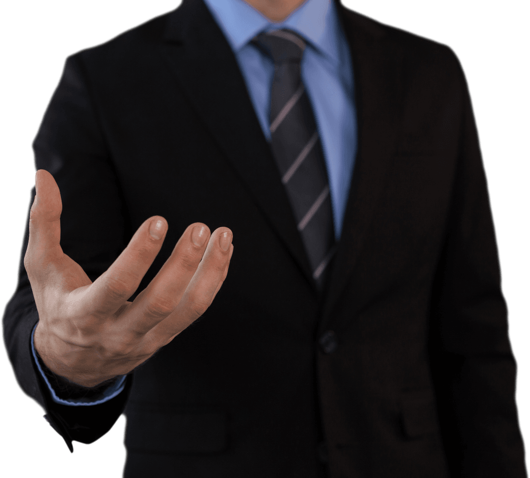 Transparent Businessman Gesture Offering Hand Business Concept