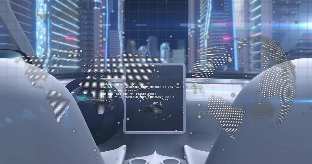 Futuristic Autonomous Vehicle Cockpit with Digital Code Display