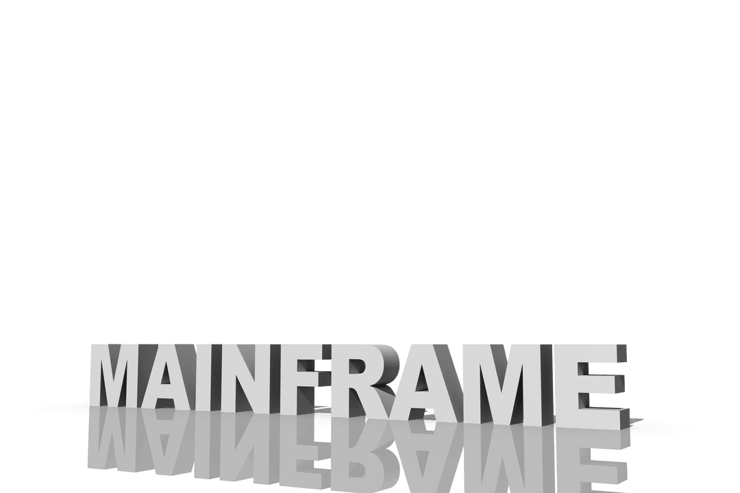 3D White Text Mainframe on Transparent Background