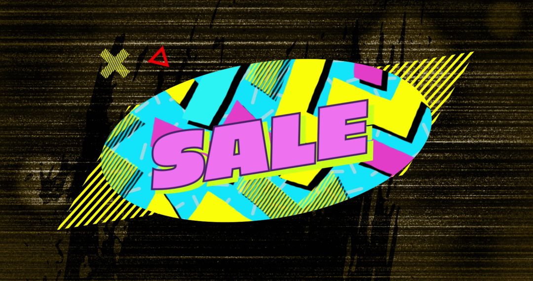 Retro Pop Art Sale Advertisement with Abstract Shape