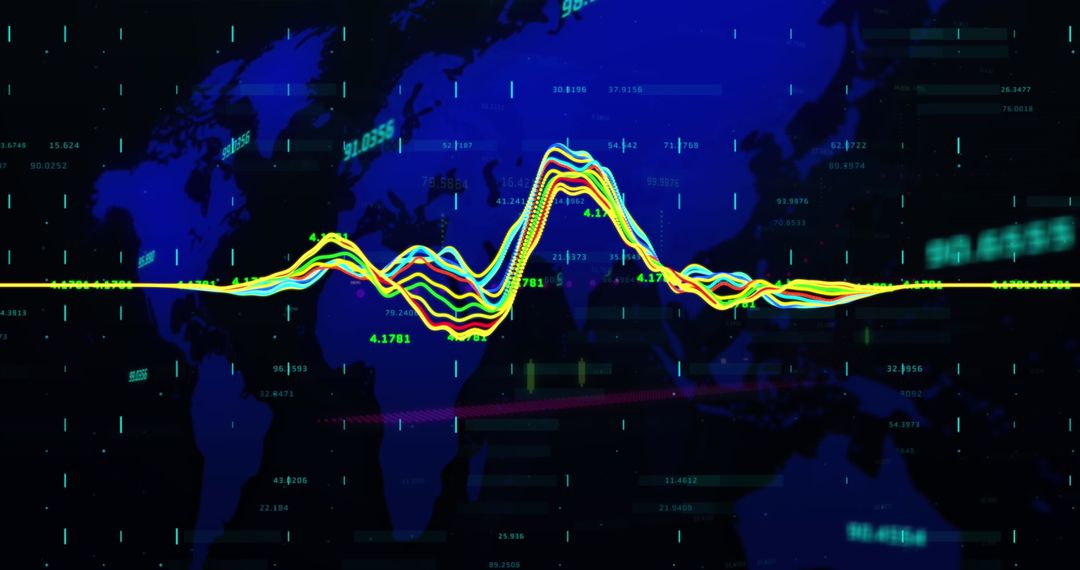 Financial Data Visualization Over Global Map