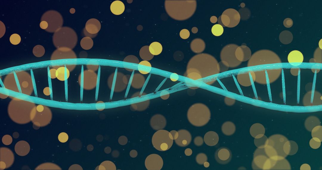 Abstract DNA Strand with Glowing Bokeh Lights