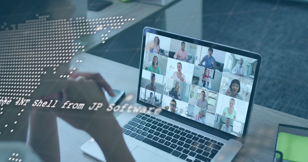 Virtual Meeting Concept with Multiple Participants on Laptop Screen