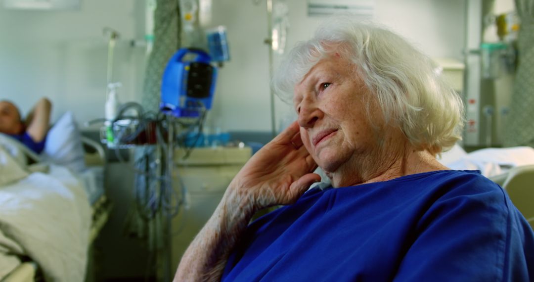 Elderly Patient in Hospital Room Contemplating - Free Images, Stock Photos and Pictures on Pikwizard.com