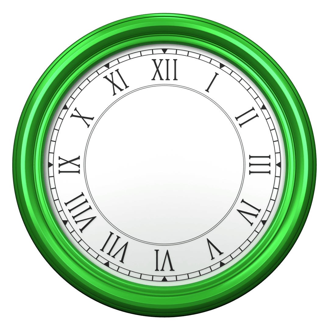 Transparent Green Roman Numeral Wall Clock Design