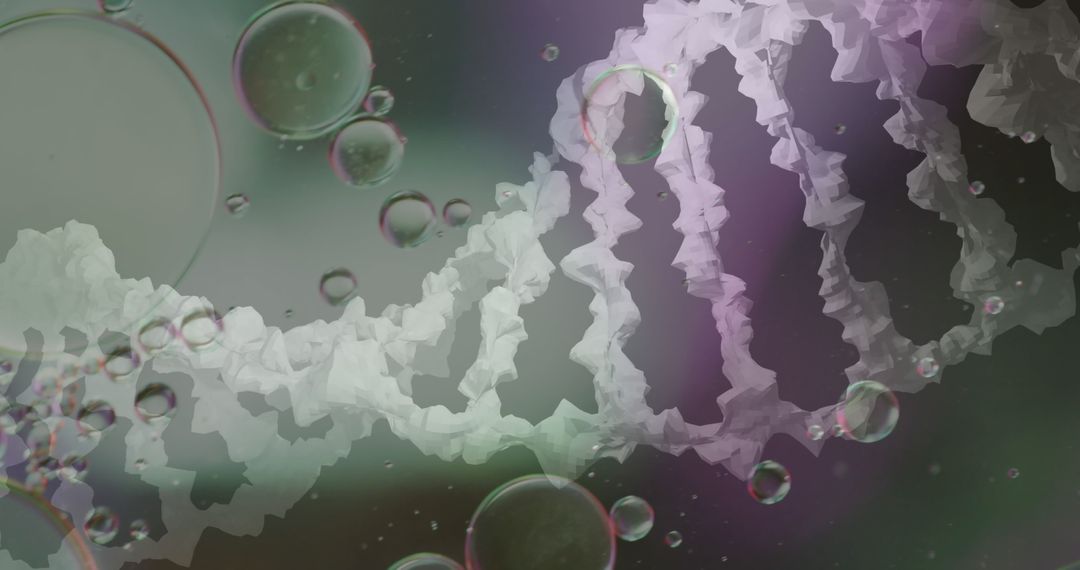 Digital DNA Strand and Bubbles with Blurred Background