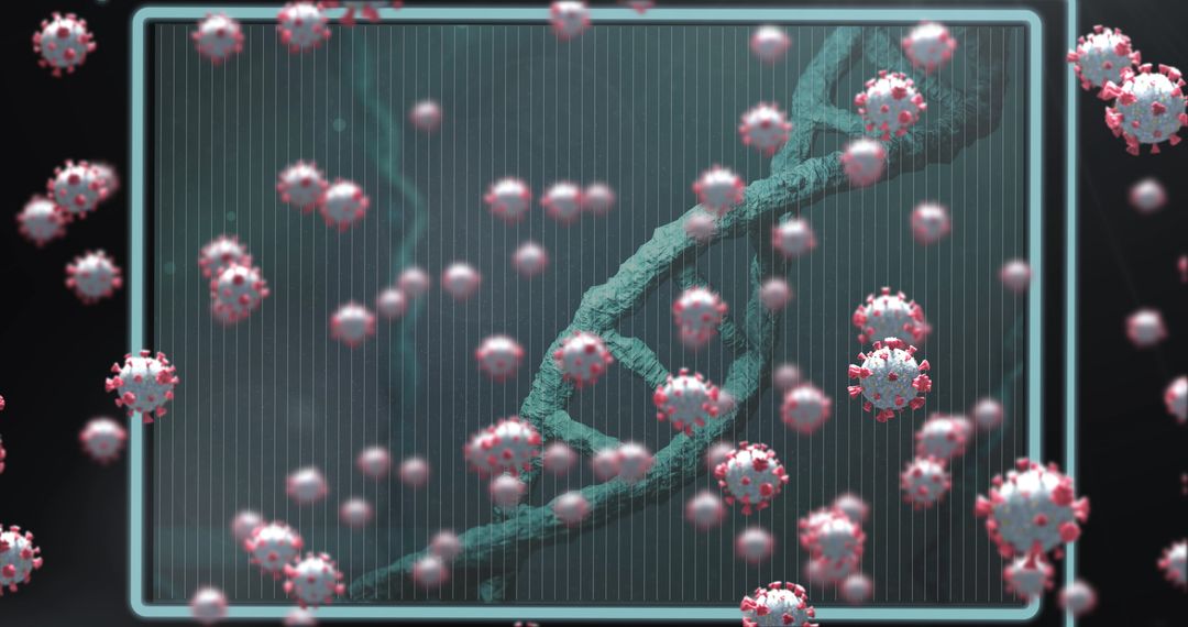 Virus Cells Surrounding DNA Helix in Digital Interface