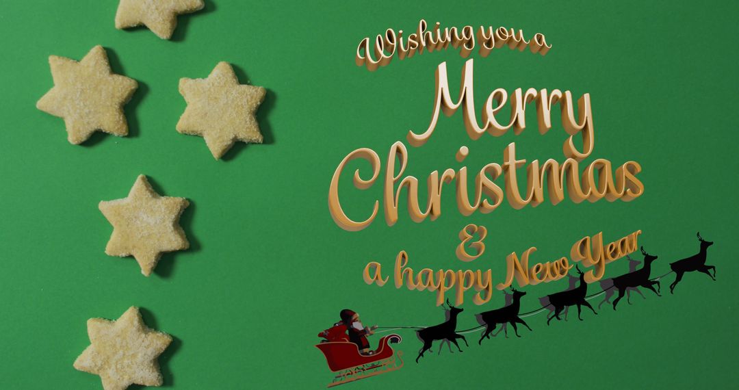 Festive Christmas and New Year Greeting with Star Cookies