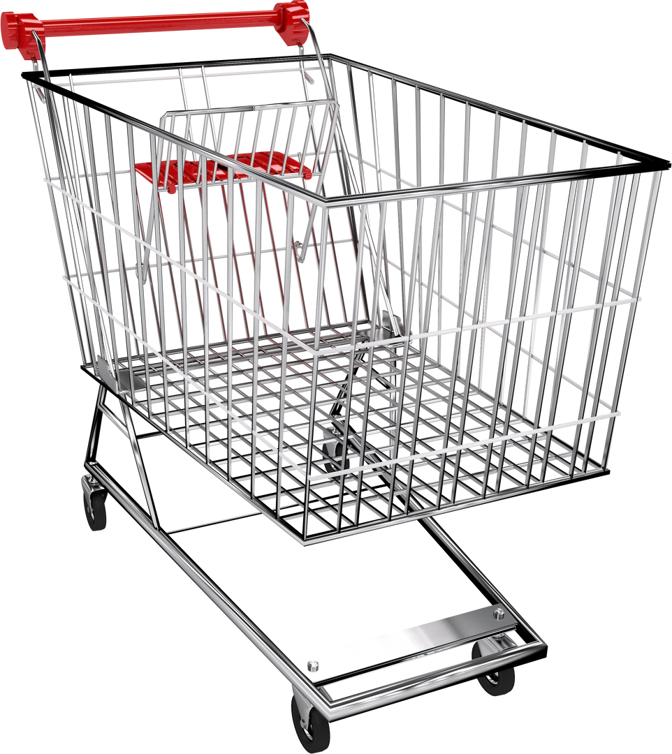 Transparent Empty Supermarket Shopping Trolley with Red Handle - Download Free Stock Images Pikwizard.com