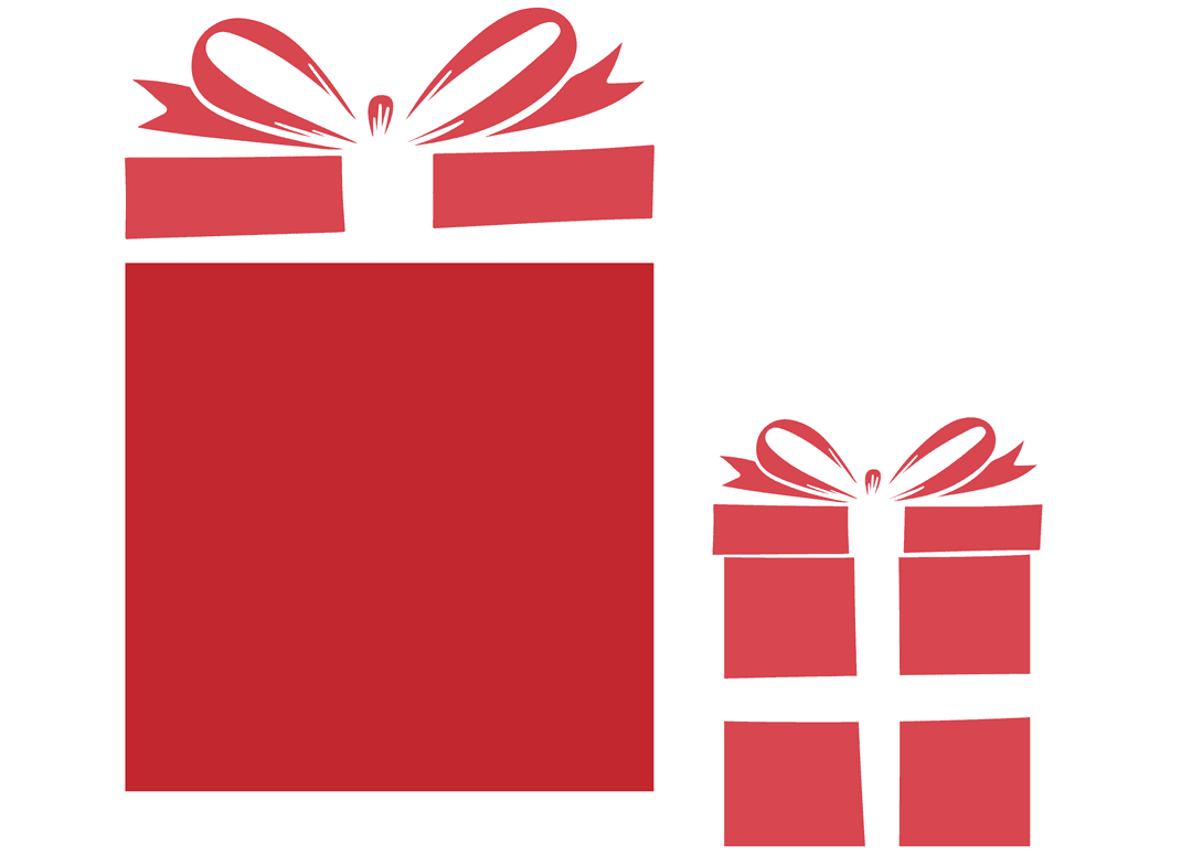 Minimalist Red Gift Boxes with White Ribbons on Transparent Background