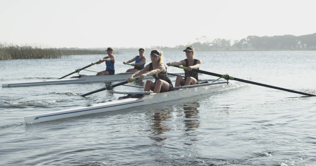 Team of Female Rowers Training on a Sunny Day - Free Images, Stock Photos and Pictures on Pikwizard.com