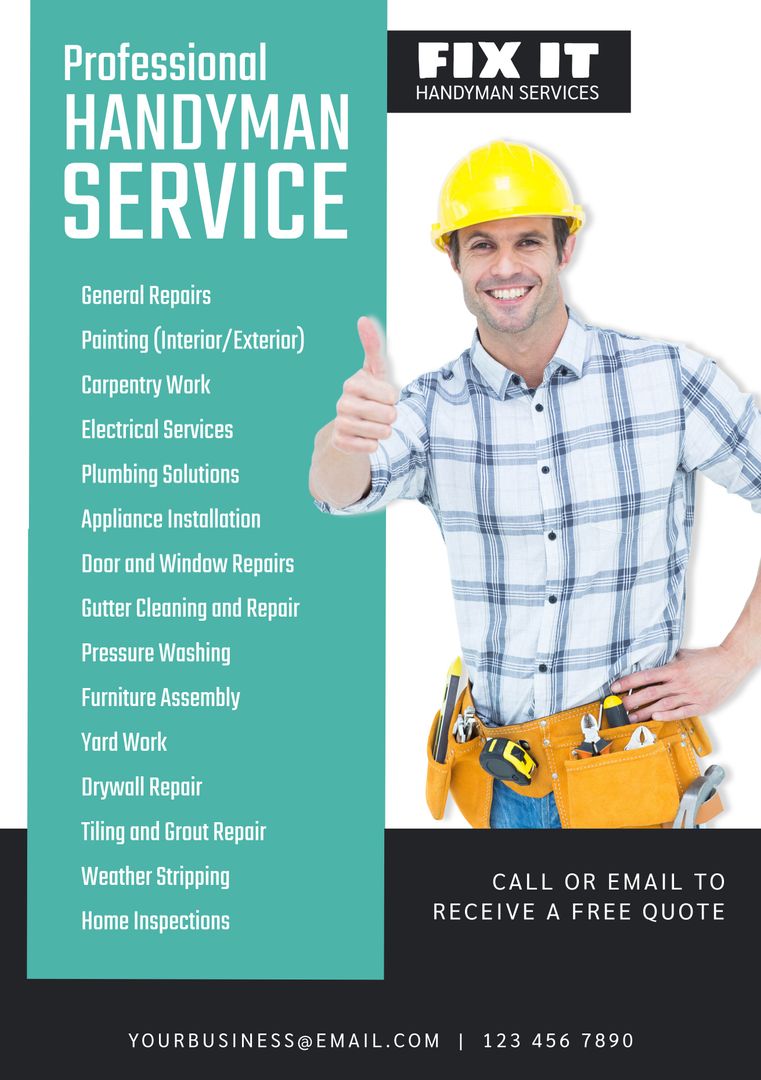 Professional Handyman Providing Repair and Maintenance Services - Download Free Stock Templates Pikwizard.com