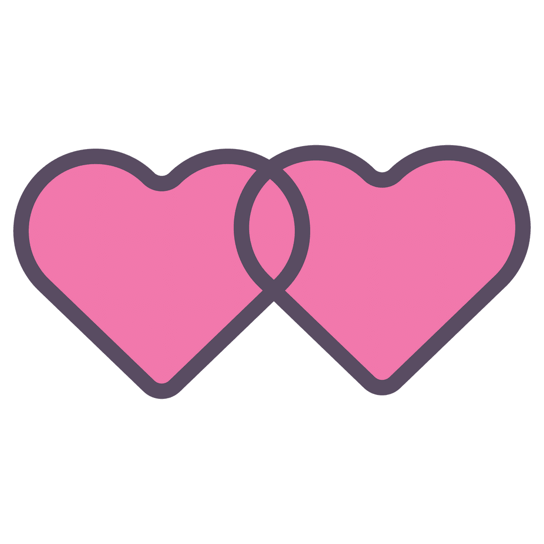 Interlocking Pink Hearts Icon on Transparent Background