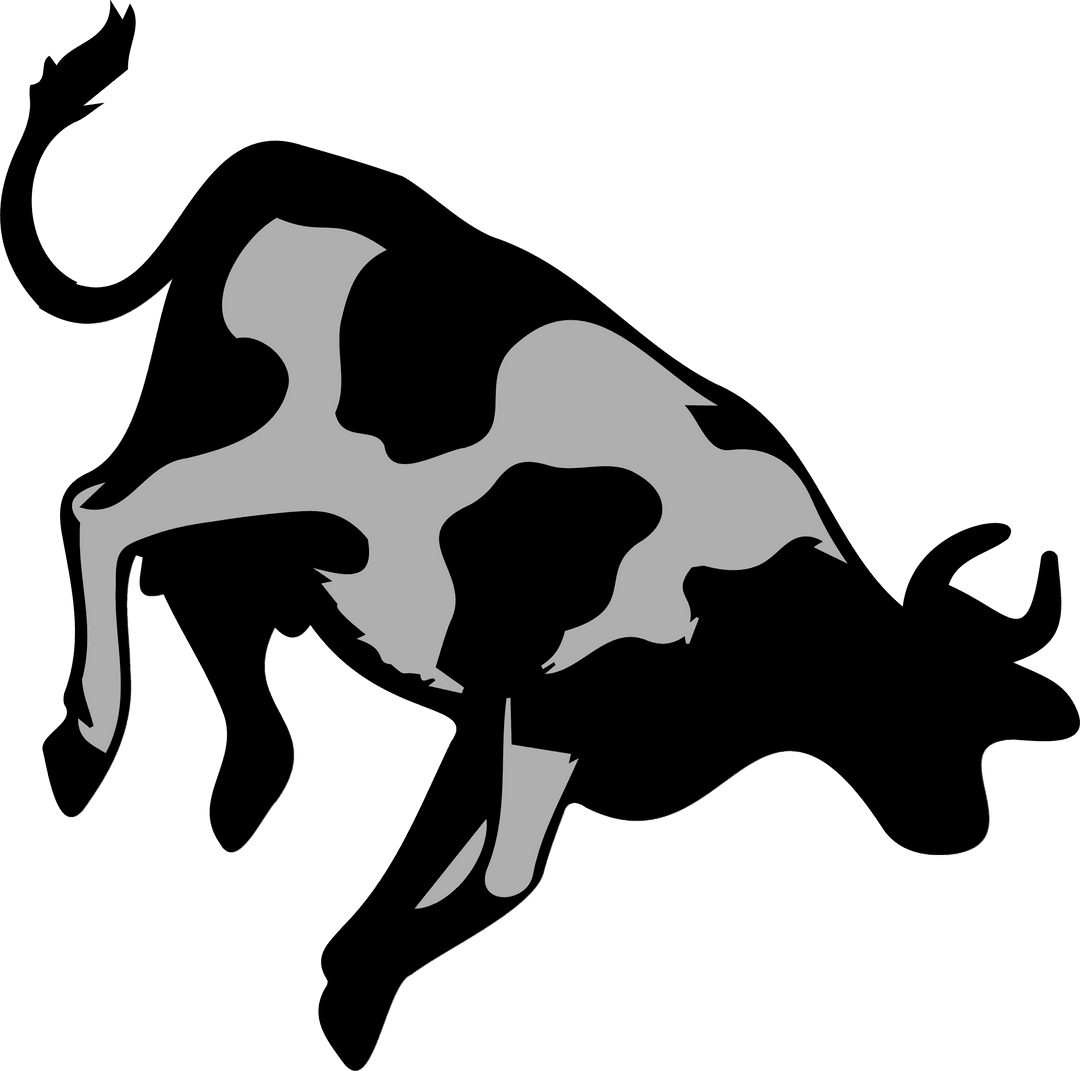 Monochrome Bull Graphic Bounding with Transparent Background