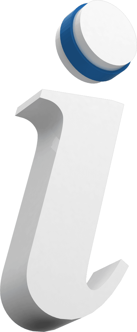 3D Transparent Information Icon with Blue Dot Accent