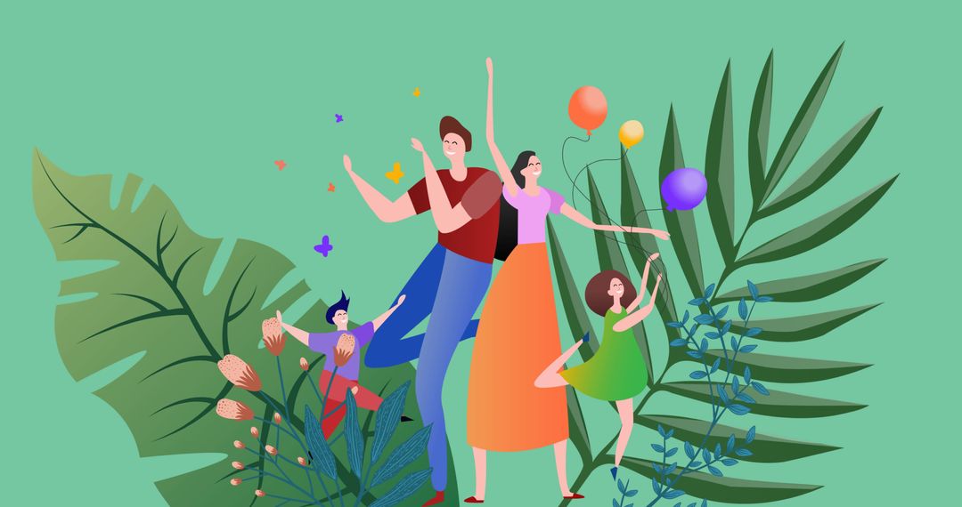 Vibrant Family Togetherness with Nature Motifs