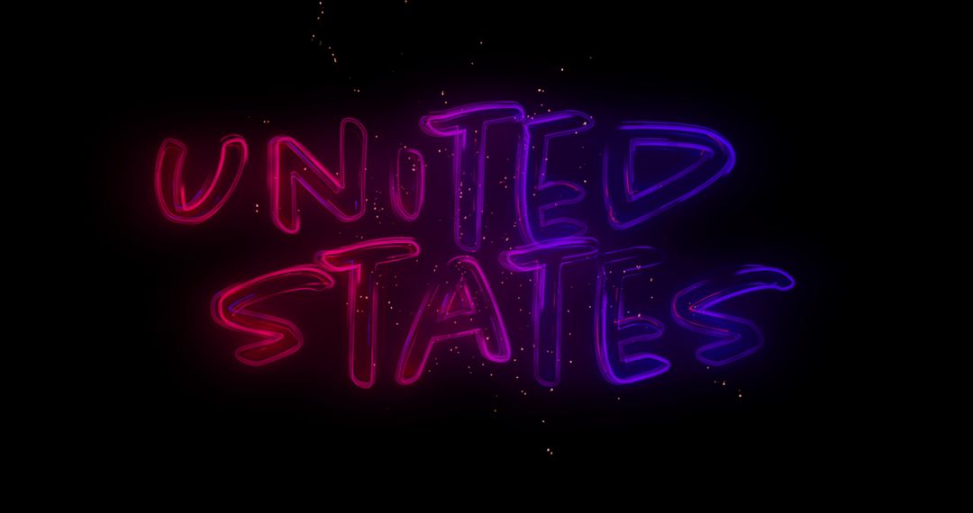 Stylized Neon United States Text with Fireworks Display