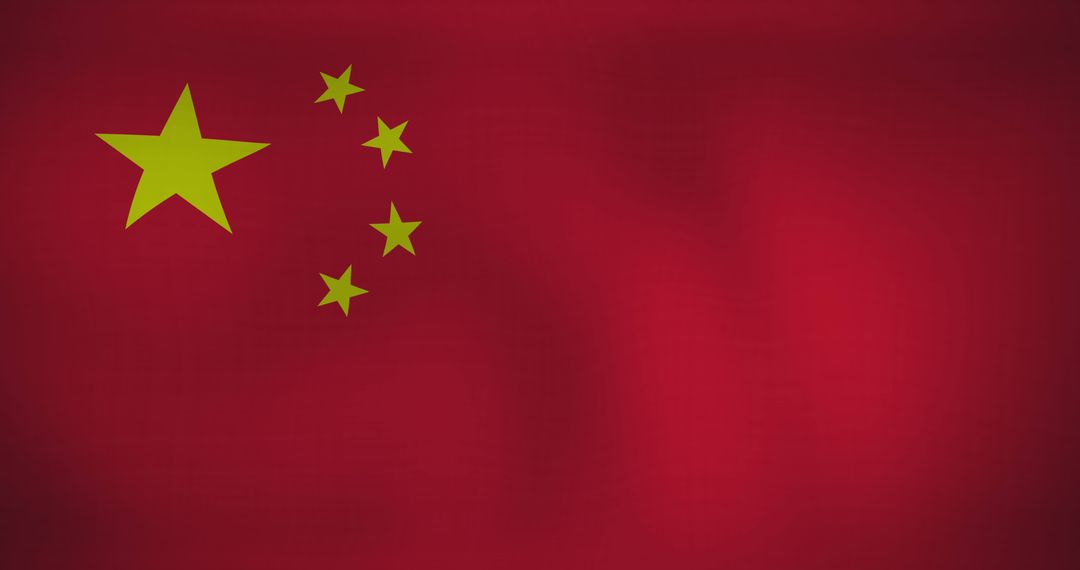 Waving Chinese Flag with Five Yellow Stars