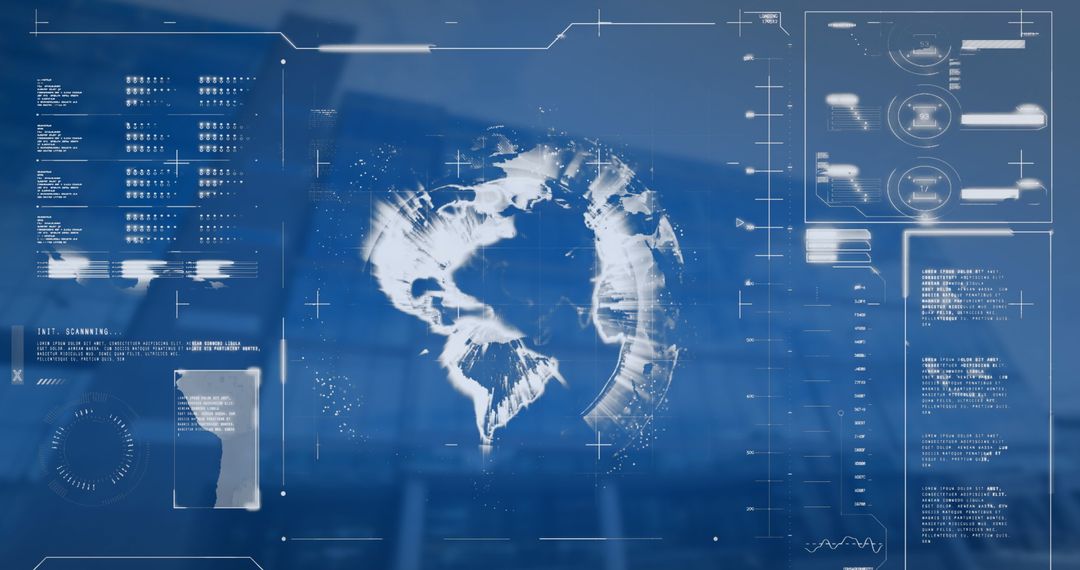 Futuristic Interface Over Globe with Cyber Data Graphics