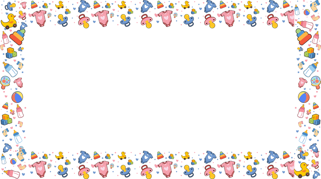 Transparent Baby Border with Pacifiers, Ducks, Bottles for Nursery