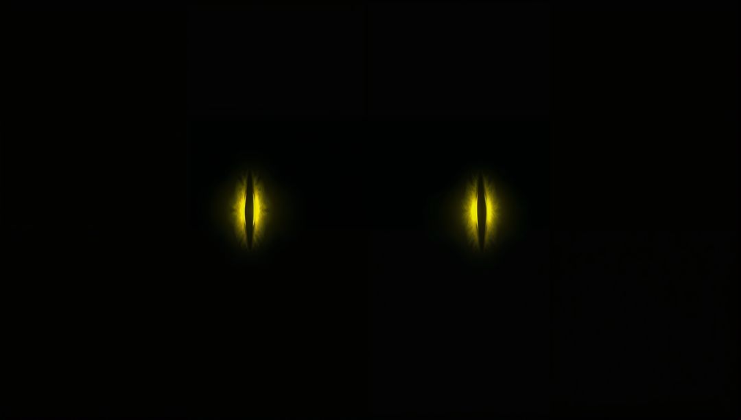 Mysterious Glowing Yellow Eyes in Darkness
