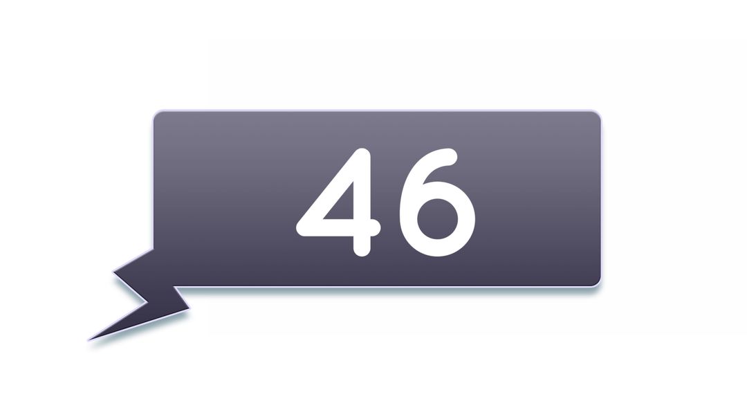 Purple Chat Box with Number 46 on White Background