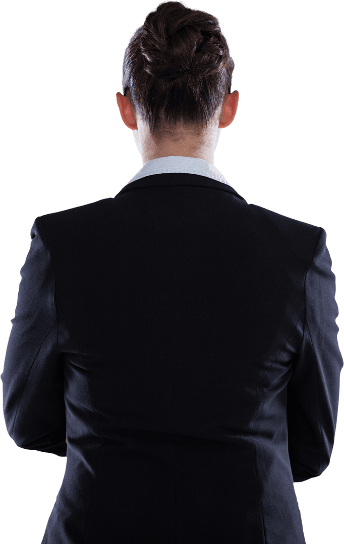 Transparent Rear View Businesswoman in Professional Attire