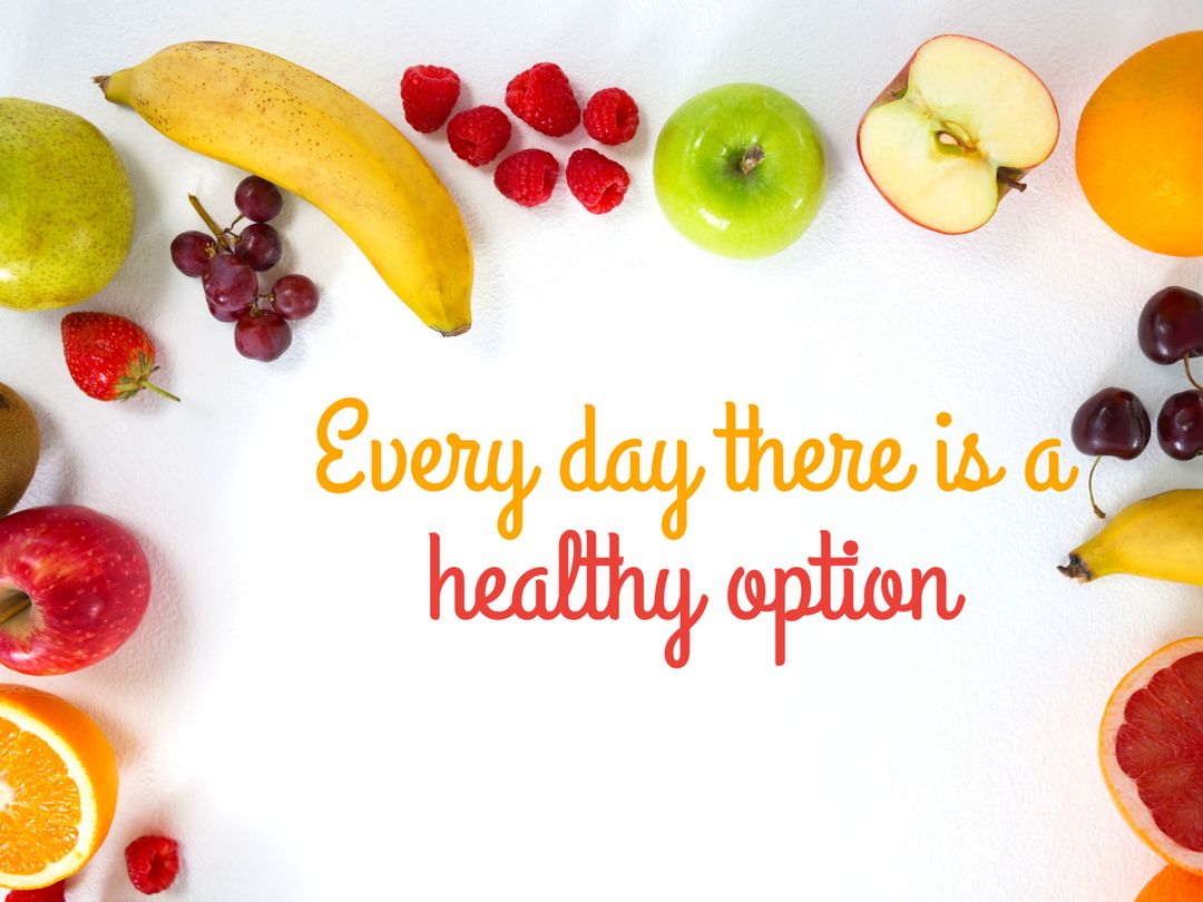 Colorful Fruit Assortment with Inspirational Healthy Eating Message - Download Free Stock Templates Pikwizard.com