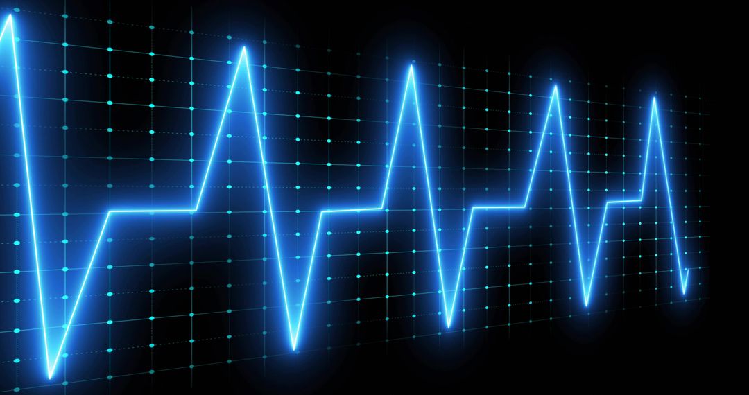 Vibrant Blue Neon Waveform on Digital Monitor