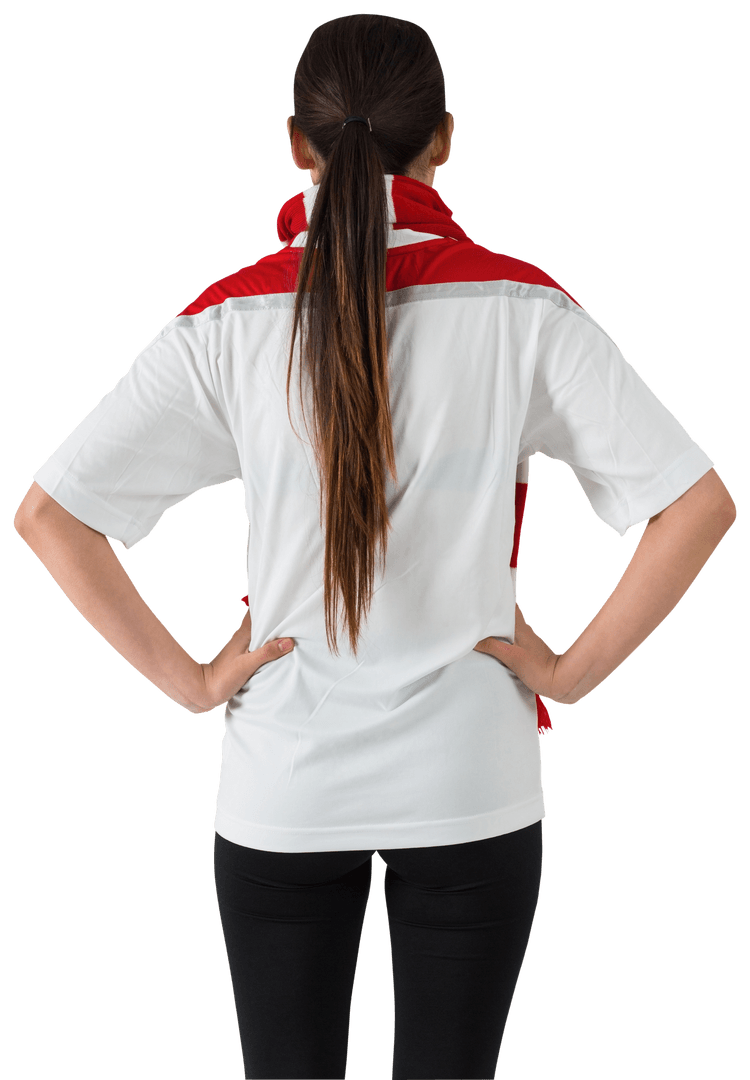 Confident Football Fan with White Jersey Transparent Background