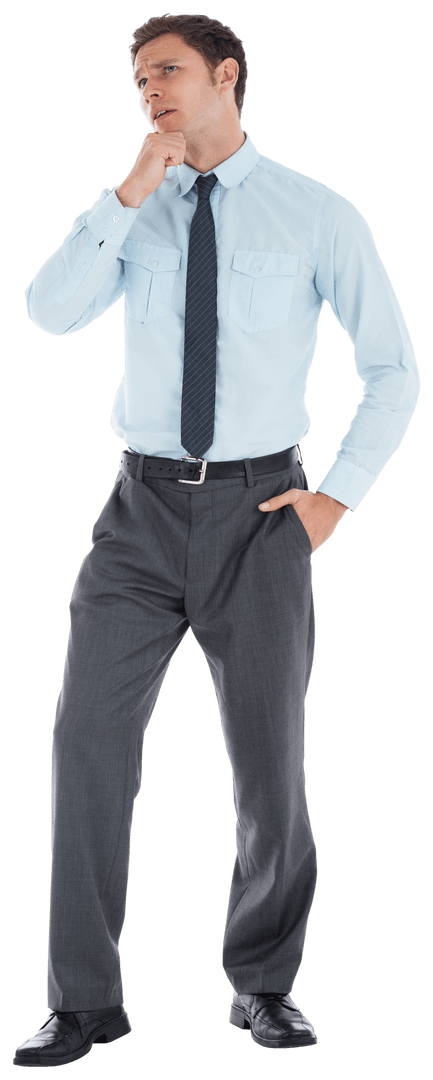 Transparent Thoughtful Businessman Contemplating Future