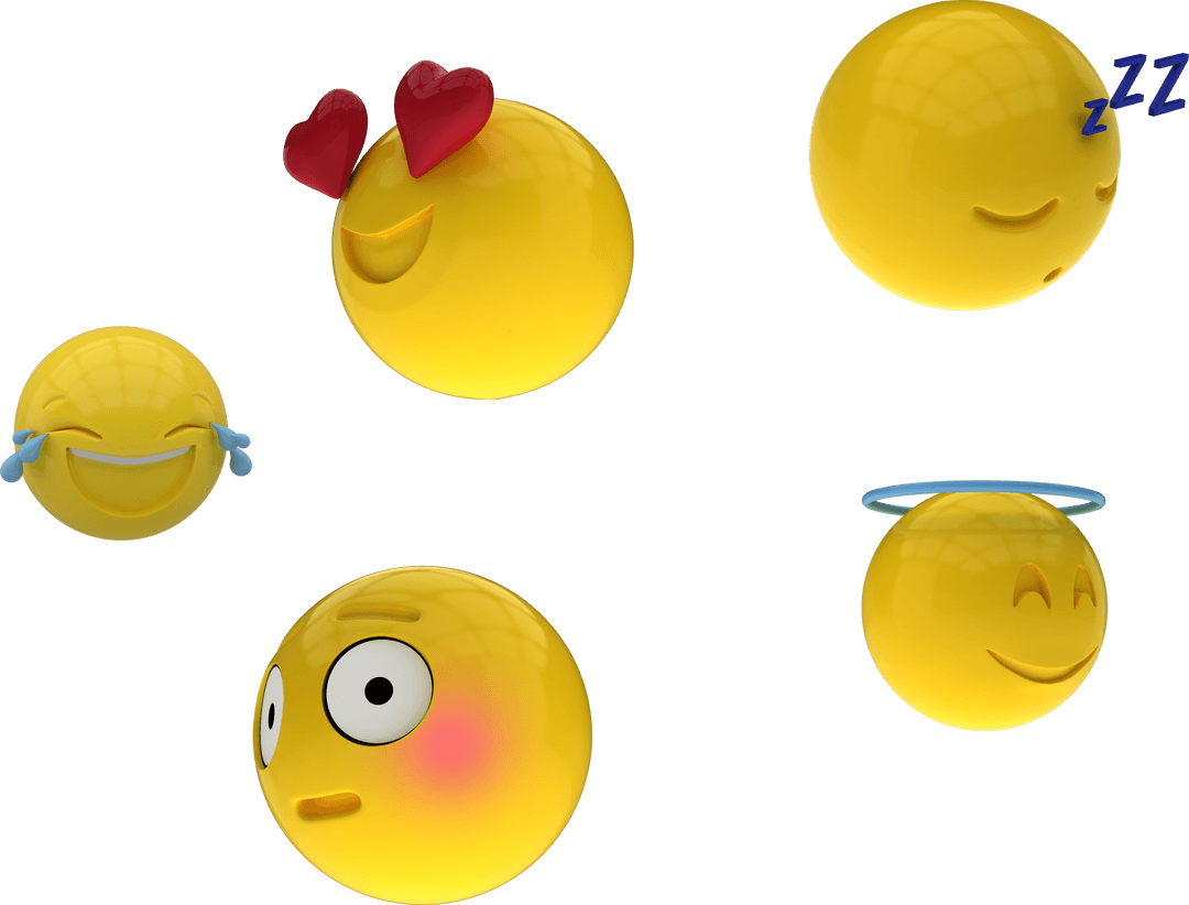 Transparent 3D Emoticons on Isolated Background