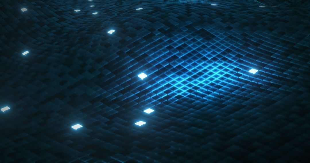 Futuristic Digital Wave with Moving Illuminated Tiles