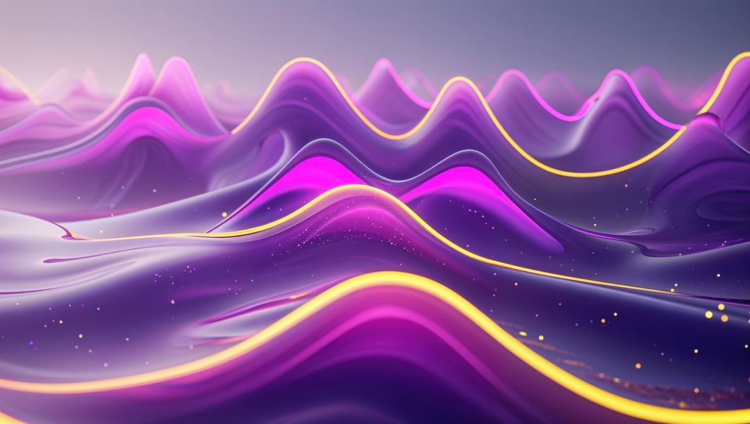 Futuristic Digital Waves with Glowing Yellow Highlights