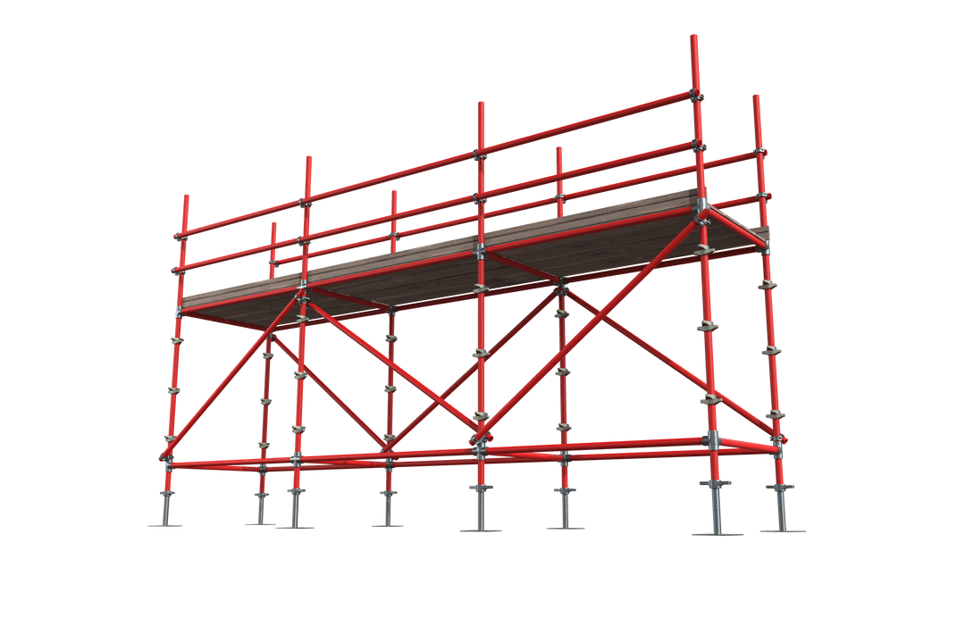 Transparent 3D Scaffolding with Red Metallic Structure - Download Free Stock Images Pikwizard.com