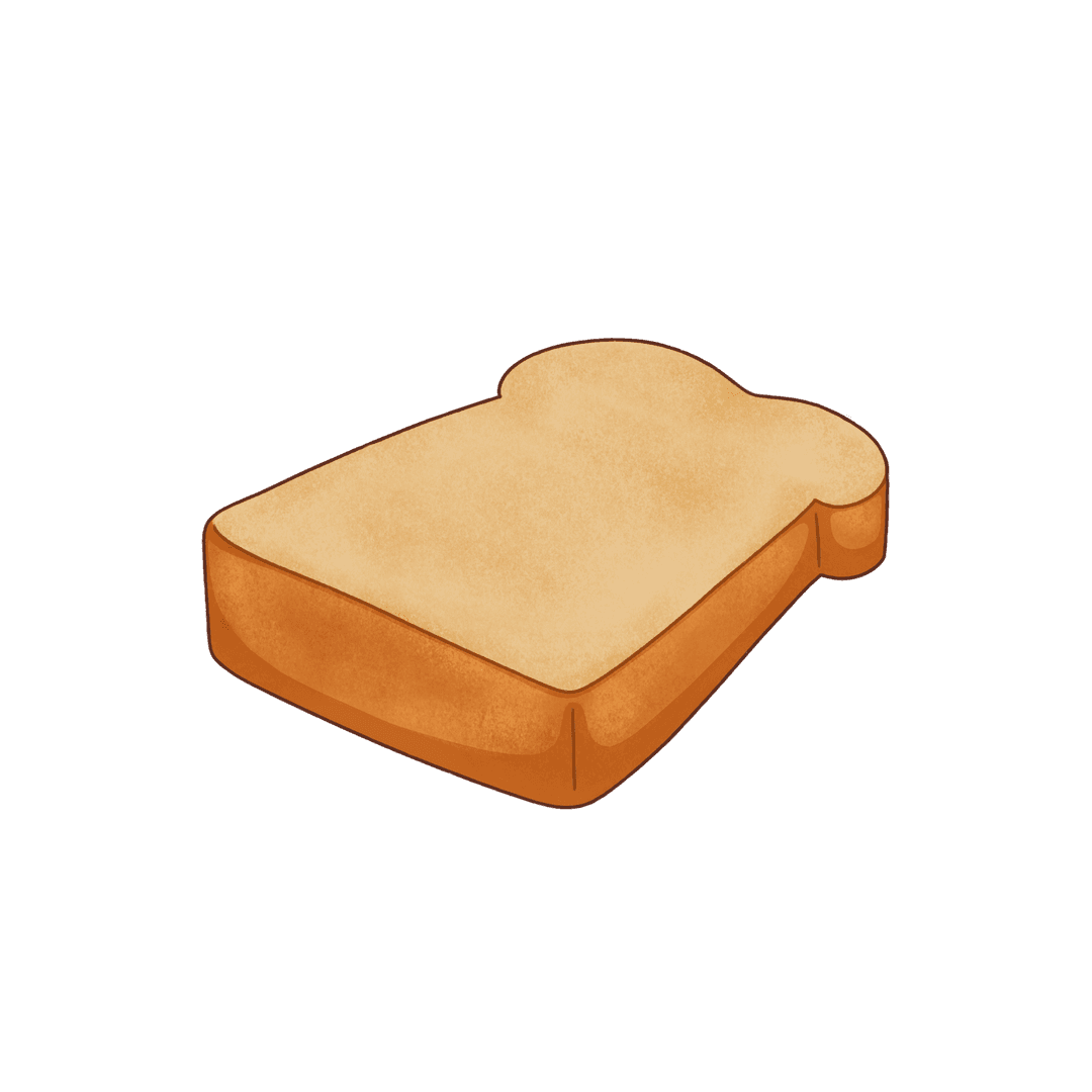 Floating Stylized Bread Slice on Transparent Background