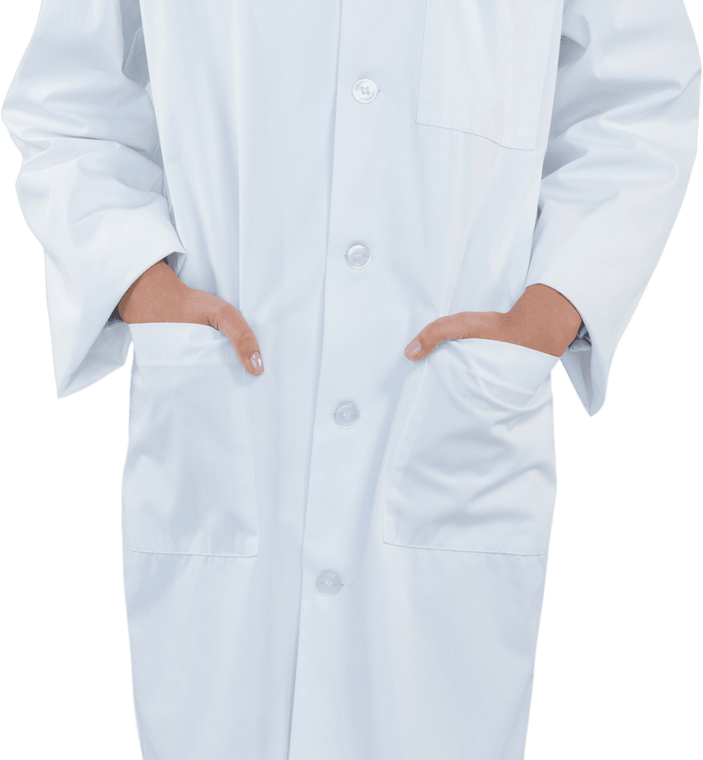 Transparent Midsection of Doctor in Lab Coat with Hands in Pockets