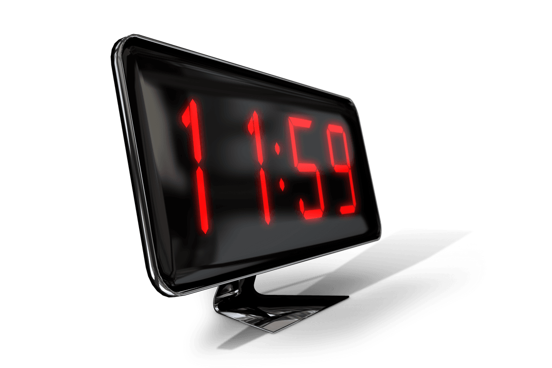 Transparent Digital Clock Illustration with Red Numbers