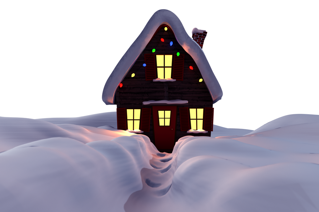 Transparent Christmas House Covered with Snow and Lights in Winter Scene - Download Free Stock Images Pikwizard.com