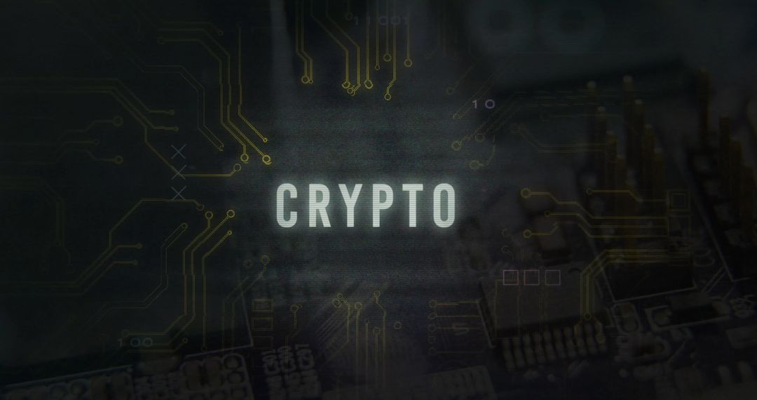 CRYPTO Text Displayed Over Circuit Board Background