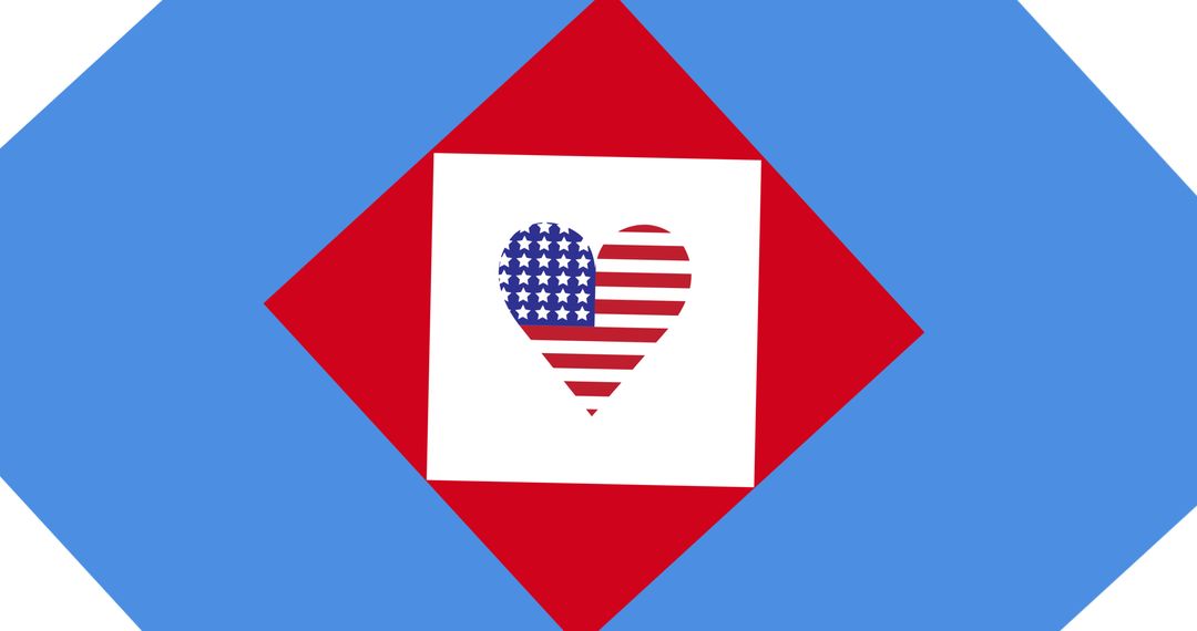 Heart with American Flag Colors on Abstract Background