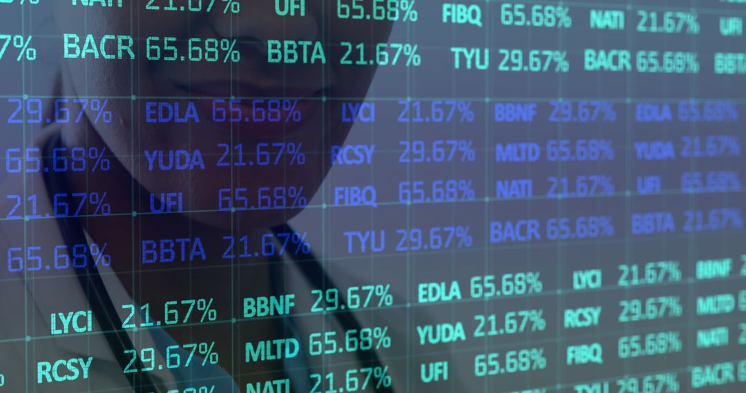 Female Doctor Analyzing Data and Statistics on Digital Screen