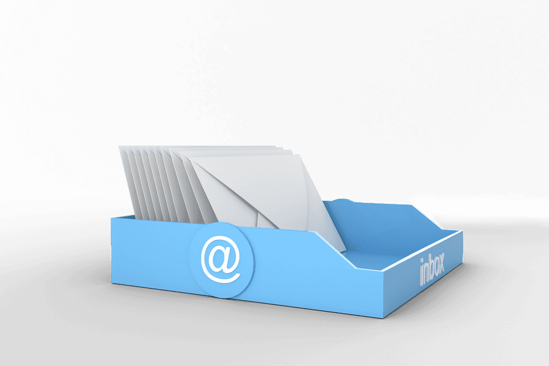 Transparent Digital Illustration of Inbox Tray with Envelopes