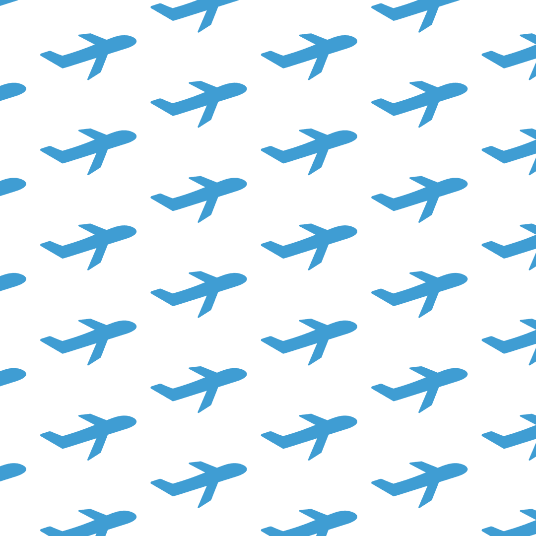 Blue Plane Illustrations on Transparent Background Seamless Pattern