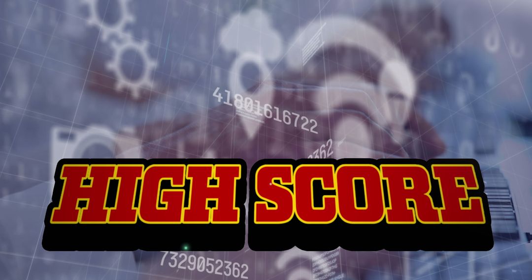 High Score Text Overlay on Digital Interface Background