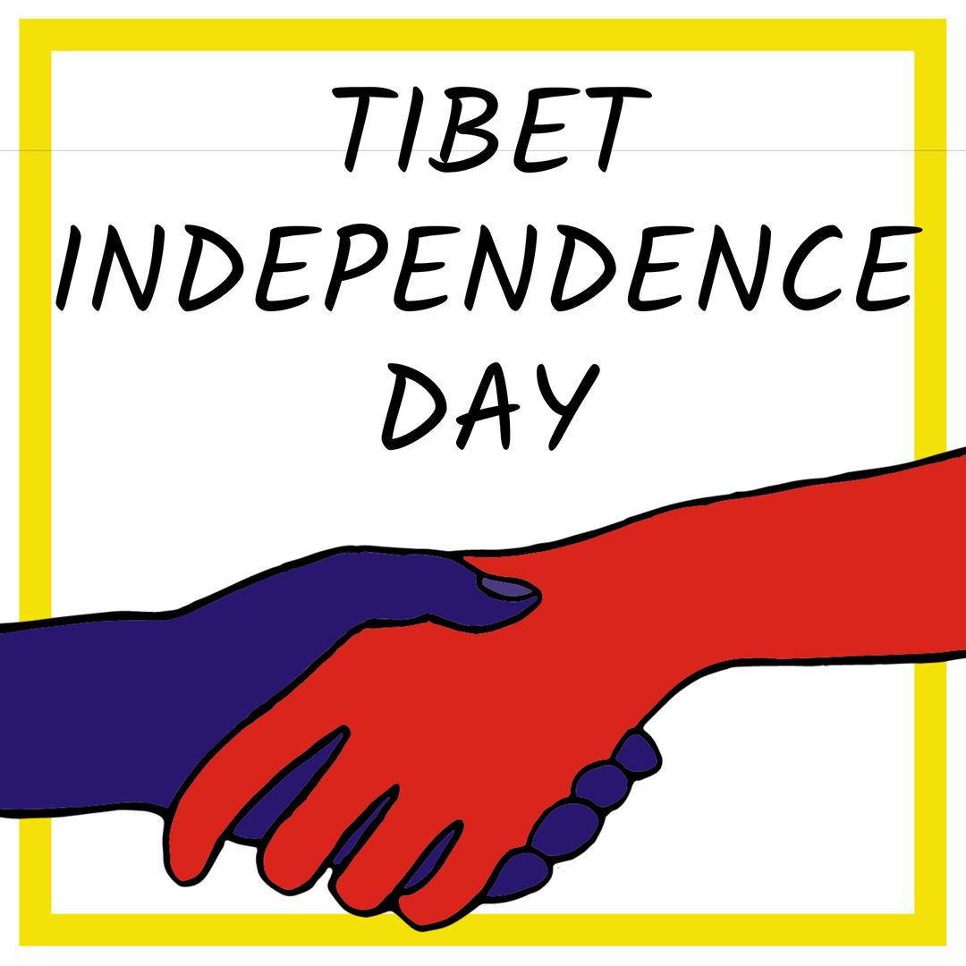 Graphic Illustrating Tibet Independence Day with Handshake