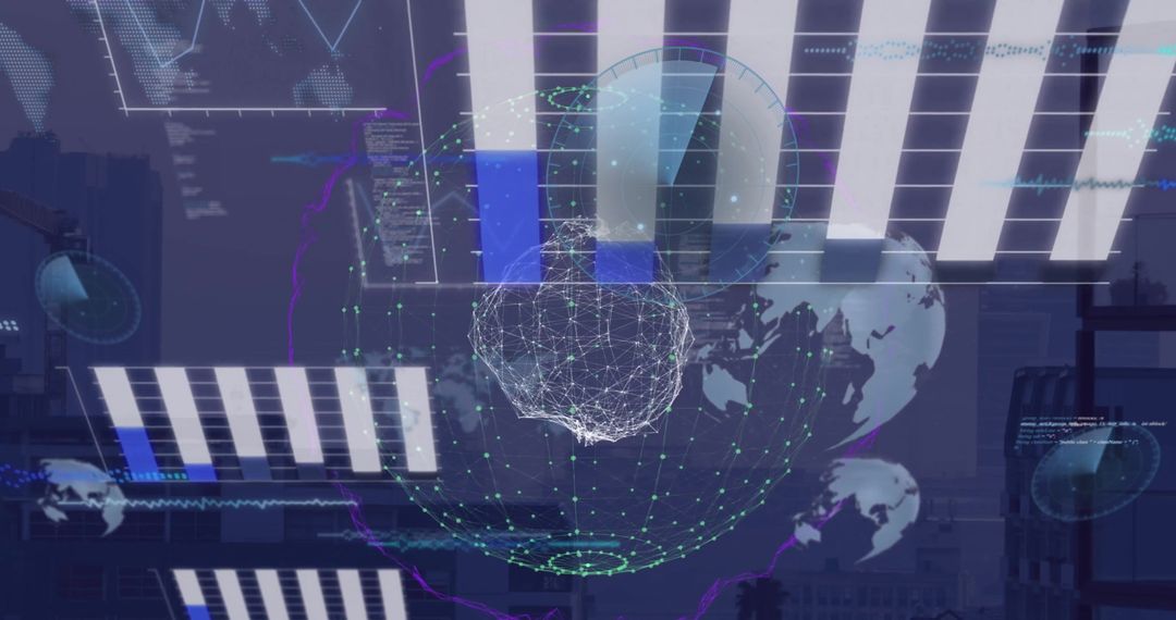 Global Cyber Security Interface Background with Digital Mashup