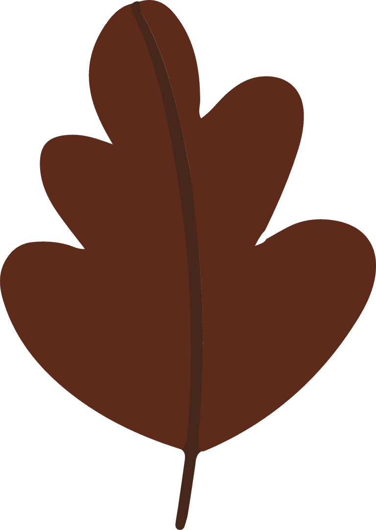 Brown Transparent Lobed Leaf Flat Silhouette Design