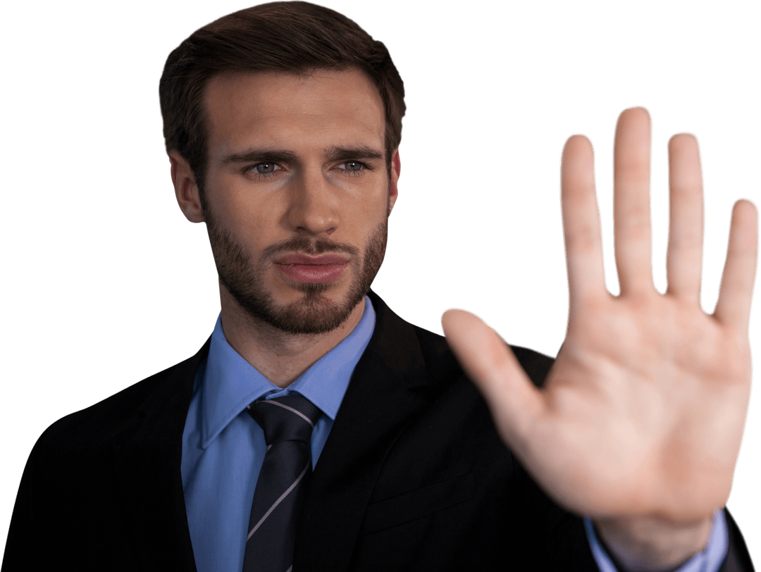 Confident Businessman Interacting with Transparent Digital Interface